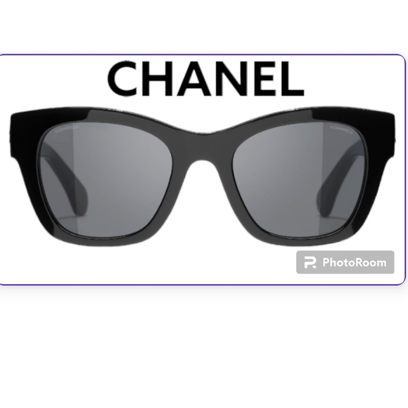 CHANEL Ref.5478 C501/S4, BLACK SUNGLASSES CHANEL HEART LOGO - Picture 2 of 15